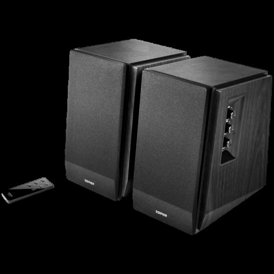 Edifier R1700BT 2.0 Bookshelf Speakers, BT V5.1, RCA, 0.75-inch Tweeters, 4-inch Drivers, 66W (RMS), Control Knobs and Remote Control, Black