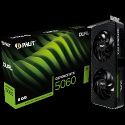 PALIT GeForce RTX 5060 Dual 8GB GDDR7 128 bit, 1x HDMI 2.1b, 3x DP 2.1b, 2 Fan, 1x 8-pin pwr connector, 550W, 262.1 x 126.3 x 40.1 mm, NE75060019P1-GB2063D