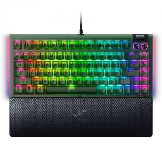 Razer BlackWidow V4 75% Phantom Green Edition, US Layout, Razer Chroma RGB, Hot-swappable Design, Detachable Type C Cable, PCB & Case sound dampening foam, Up to 8,000 Hz polling rate, Doubleshot ABS Keycaps, Magnetic Plush Leatherette Razer BlackWidow V4 75% Phantom Green Edition, US Layout, Razer Chroma RGB, Hot-swappable Design, Detachable Type C Cable, PCB & Case sound dampening foam, Up to 8,000 Hz polling rate, Doubleshot ABS Keycaps, Magnetic Plush Leatherette