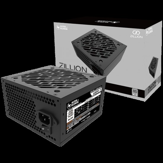 Super Flower Zillion DW White 650W ATX 2.4 80 Plus White, Flat Black Cables, 120mm Fan, 2 Year Warranty