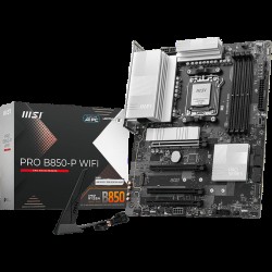 MSI PRO B850-P WIFI, ATX, Socket AM5, 4x DDR5 Dual Channel DDR5 up to 8200(OC)MHz, 4x PCIe 3.0 16 slots, 3x M.2 slots, 4x USB 2.0, 1x USB 5Gbps, 1x USB 10Gbps, 2x USB 10Gbps Type-C, HDMI, 7.1 HD Audio, 5G LAN, WiFI 7, BT, 3Y