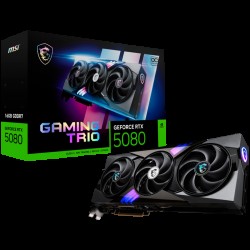 MSI Video Card Nvidia GeForce RTX 5080 16G GAMING TRIO OC WHITE (16GB GDDR7/256bit, PCI-E Gen5, 3x DP 2.1, 1x HDMI 2.1, 1x 16-pin Power Connector, 850W recommended PSU, Retail)