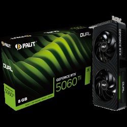 PALIT GeForce RTX 5060 Ti Dual 8GB GDDR7 128 bit, 1x HDMI 2.1b, 3x DP 2.1b, 2 Fan, 1x 8-pin pwr connector, 600W, 262.1 x 126.3 x 40.1 mm, NE7506T019P1-GB2062D