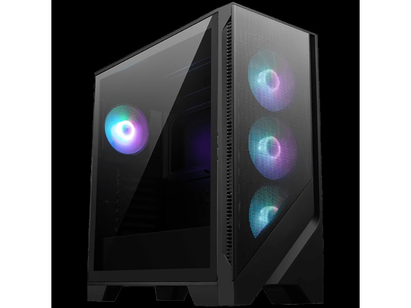 MSI MAG FORGE 321R AIRFLOW, Mid-Tower, ATX/M-ATX/ITX, 2x USB 3.2, 1x USB 3.2 Gen 2x2 Type-C, 1x Audio/Mic, LED Button, ARGB Hub, 4x 120mm ARGB Fans, Mesh Panel, Tempered Glass, Black