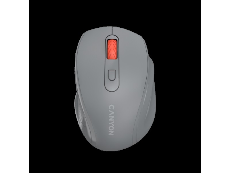 Canyon 6 buttons wireless 2.4Ghz mouse, MX8650A Sensor, DPI up to 1600,Injection case, 3 M life times left and right switches, 2xAAA battery, ABS material. Size: 105x71x40mm, Weight: 59g, Dark grey