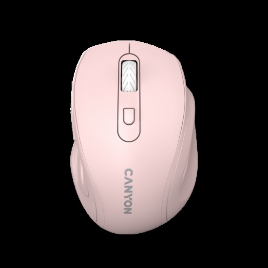 Canyon 6 buttons wireless 2.4Ghz mouse, MX8650A Sensor, DPI up to 1600,Injection case, 3 M life times left and right switches, 2xAAA battery, ABS material. Size: 105x71x40mm, Weight: 59g, Pink