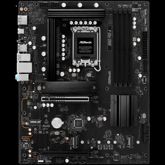 ASROCK MB Desktop B860 PRO-A, S.1851, 4x DDR5, 1x PCIe 5.0 x16, 1x PCIe 4.0 x4, 1x Blazing M.2, 2x Hyper M.2, 4x SATA3, 2x USB-C, 8x USB 3.2, 6x USB 2.0, 1x HDMI, 1x DP, 1x RJ-45 2.5 GB Lan, ATX, 90-MXBRN0-A0UAYZ