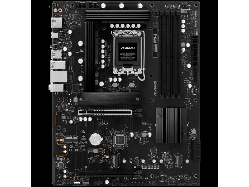 ASROCK MB Desktop B860 PRO-A, S.1851, 4x DDR5, 1x PCIe 5.0 x16, 1x PCIe 4.0 x4, 1x Blazing M.2, 2x Hyper M.2, 4x SATA3, 2x USB-C, 8x USB 3.2, 6x USB 2.0, 1x HDMI, 1x DP, 1x RJ-45 2.5 GB Lan, ATX, 90-MXBRN0-A0UAYZ