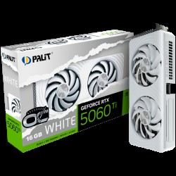 Palit GeForce RTX 5060 Ti WHITE OC 16GB GDDR7, 128 bit, 1x HDMI 2.1b, 3x DP 2.1b, 2 Fan, 1x 8-pin pwr connector, 600W, 262.1 x 126.3 x 40.1 mm, NE7506TU19T1-GB2061M