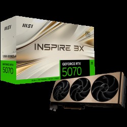 MSI Video Card Nvidia GeForce RTX 5070 12G INSPIRE 3X OC, 12GB GDDR7, 192bit, Effective Memory Clock: 28000MHz, Boost: 2557 MHz, 6144 CUDA Cores, PCIe 5.0, 3x DP 2.1b, HDMI 2.1b, RAY TRACING, Triple Fan, 1x16pin, 650W Recommended PSU, 3Y MSI Video Card Nvidia GeForce RTX 5070 12G INSPIRE 3X OC, 12GB GDDR7, 192bit, Effective Memory Clock: 28000MHz, Boost: 2557 MHz, 6144 CUDA Cores, PCIe 5.0, 3x DP 2.1b, HDMI 2.1b, RAY TRACING, Triple Fan, 1x16pin, 650W Recommended PSU, 3Y