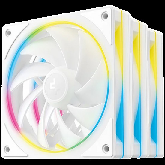 DeepCool FL12 SE 3IN1 WH, 3x120mm ARGB Fans, 8-pin Cable, PWM, Fluid Dynamic Bearing, PBT, 3 pack, ARGB Halo, White, R-FL12SE-WHAPN3-G, 3Y