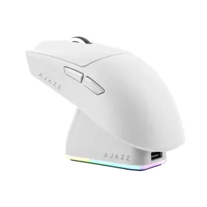 Ajazz професионална геймърска мишка AJ139P V3 MC - Wireless Gaming Mouse - 1K, Magnetic Charging Dock, White