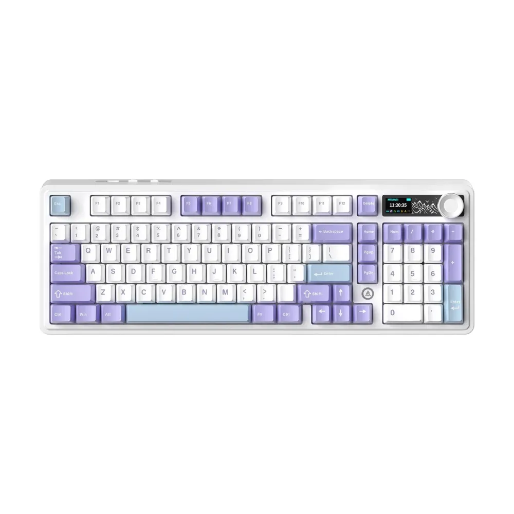 Ajazz геймърска механична клавиатура Wireless Gaming Mechanical Keyboard AK980 V2 - Gift Switch [Linear] (English US), Purple, White, Blue