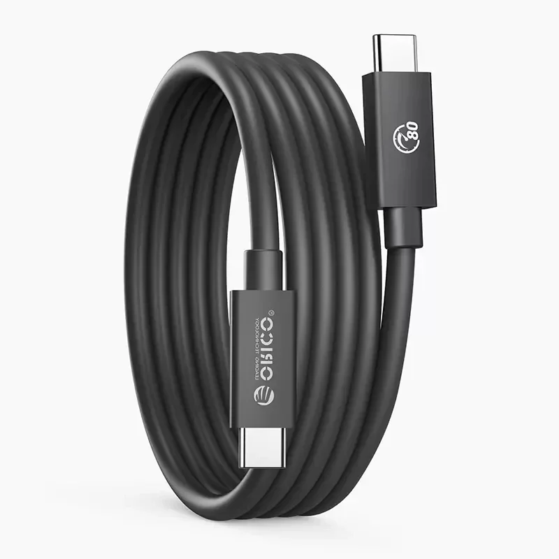 Orico кабел Cable Thunderbolt 5 / USB4 - USB-C 80Gbps PD240W 1m Black - TBZ5-10-BK
