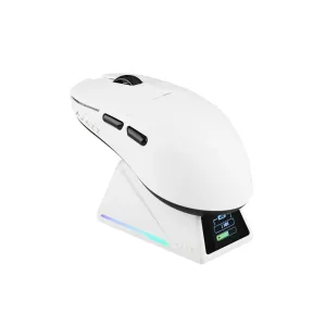 Ajazz професионална геймърска мишка AJ159 APEX - Wireless Gaming Mouse - 8K, Magnetic Charging Dock, White