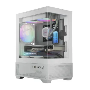 Gamdias кутия Case mATX - AURA GC9M Elite White - 3 x 120 mm A-RGB, USB-C, Tempered Glass