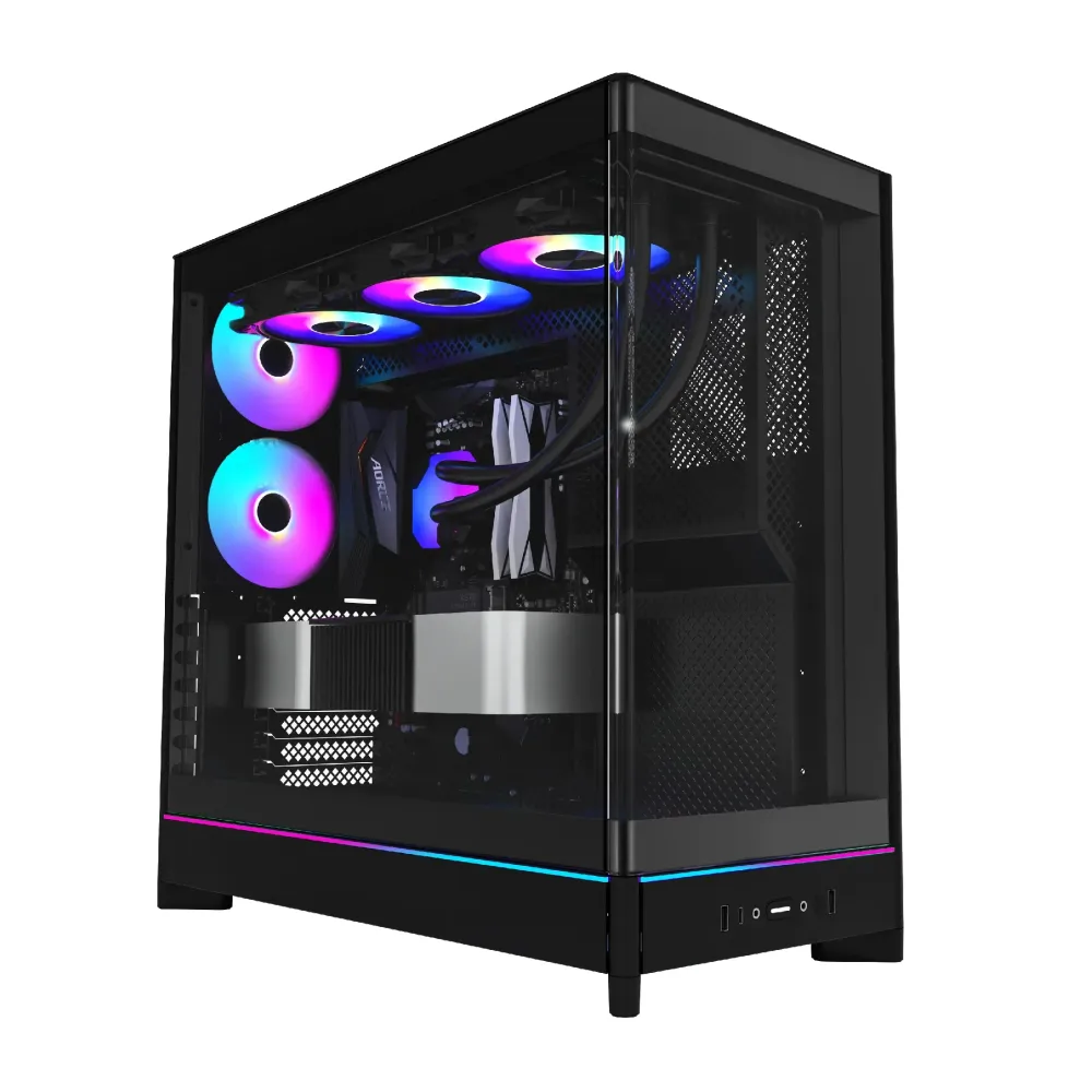 Montech кутия Case ATX - HS02 PRO (B) - 5 x 120 mm ARGB Fans, USB-C, Black