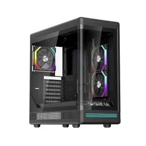 1stPlayer кутия Case ATX - PB8 Black - 3 x 120 mm A-RGB fans included, USB-C 1stPlayer кутия Case ATX - PB8 Black - 3 x 120 mm A-RGB fans included, USB-C