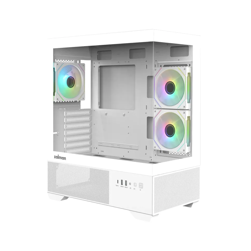 Zalman кутия Case ATX - Chronix WHITE V2 - 3 x 120 mm A-RGB, USB-C, Tempered Glass