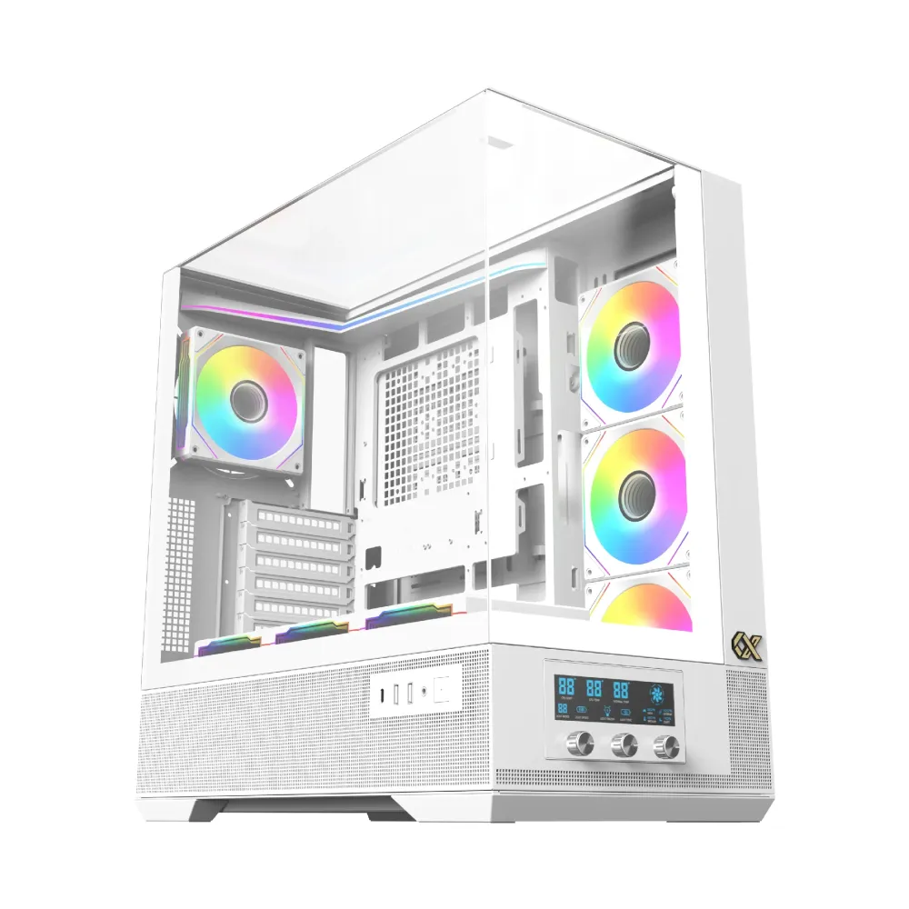 Xigmatek кутия Case EATX - Vision Arctic - 7 ARGB Fans, LCD Display Panel, Smart Fan Control
