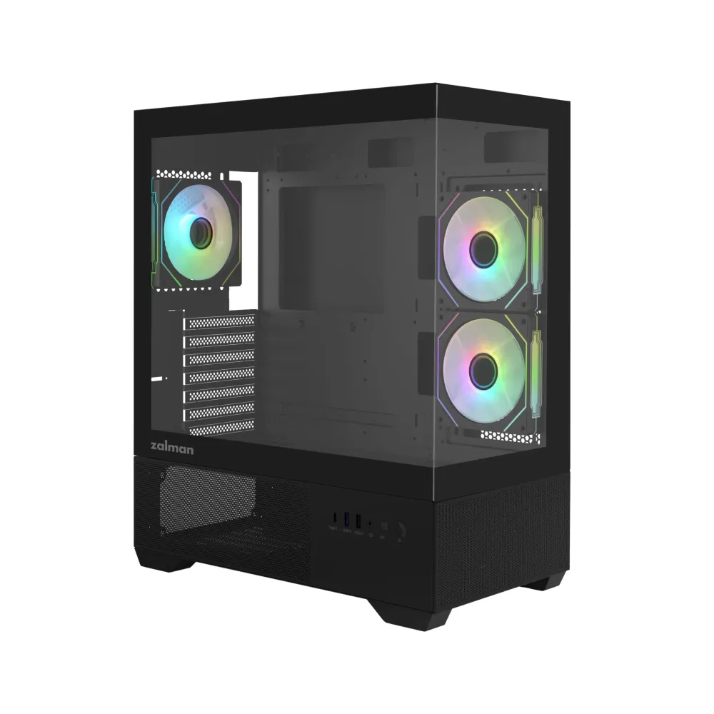 Zalman кутия Case ATX - Chronix BLACK - 3 x 120 mm A-RGB, USB-C, Tempered Glass