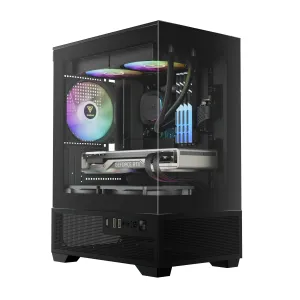 Gamdias кутия Case mATX - AURA GC9M Elite - 3 x 120 mm A-RGB, USB-C, Tempered Glass