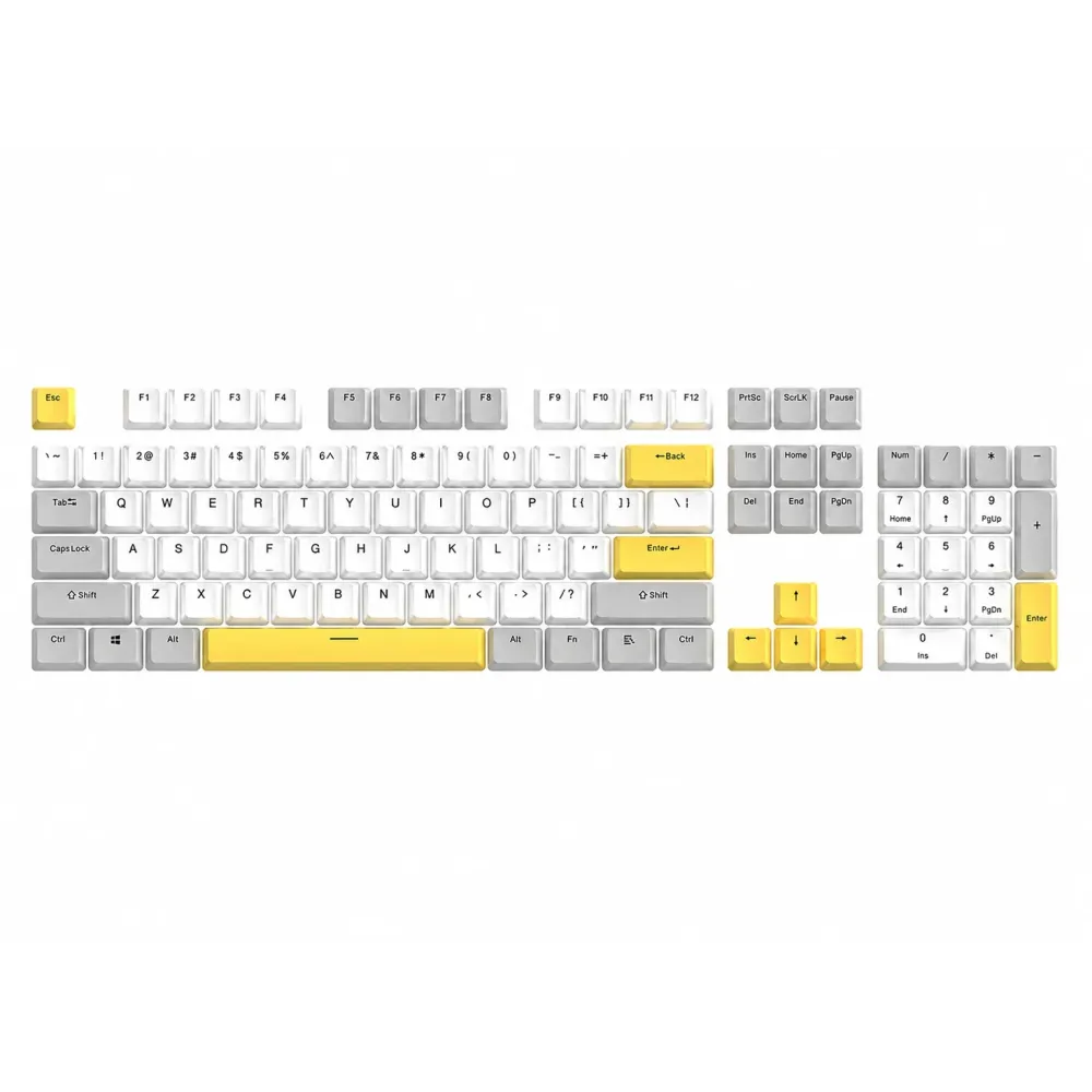 Marvo капачки за клавиатура Custom Keycap Set PBT, 104 keys, White, Yellow, Gray - MARVO-KP-04-YL Marvo капачки за клавиатура Custom Keycap Set PBT, 104 keys, White, Yellow, Gray - MARVO-KP-04-YL