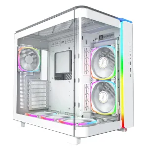 Montech кутия KING 95 Pro, Dual Chamber Mid-tower Case, 6 ARGB Fans, 2 Front Panels, White