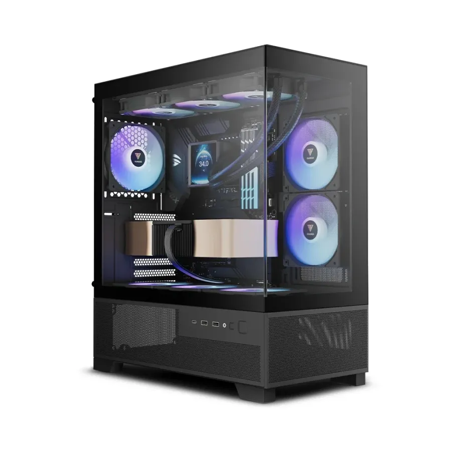 Gamdias кутия Case mATX - AURA GC12 ARGB BK - 6 x 120 mm A-RGB, USB-C, Tempered Glass Gamdias кутия Case mATX - AURA GC12 ARGB BK - 6 x 120 mm A-RGB, USB-C, Tempered Glass