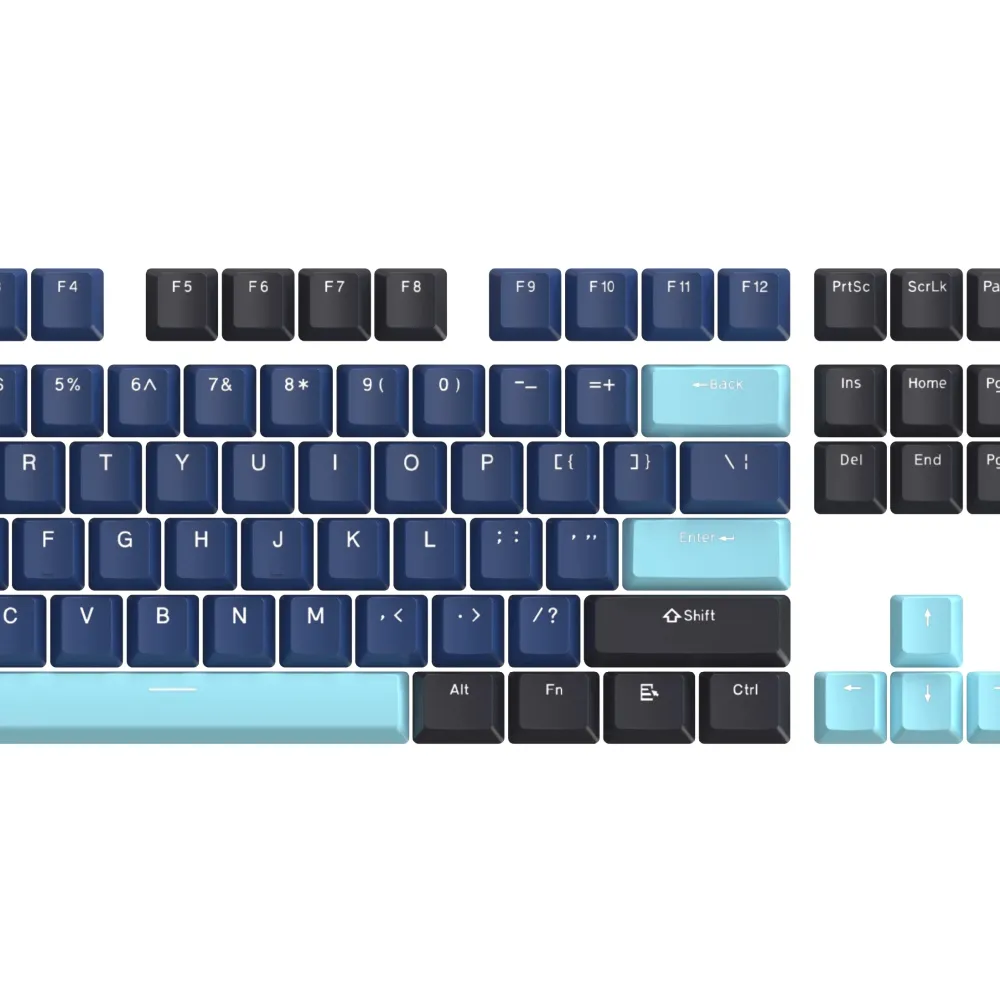 Marvo капачки за клавиатура Custom Keycap Set PBT, 104 keys, Dark Blue, Black, Cyan - MARVO-KP-01-BL