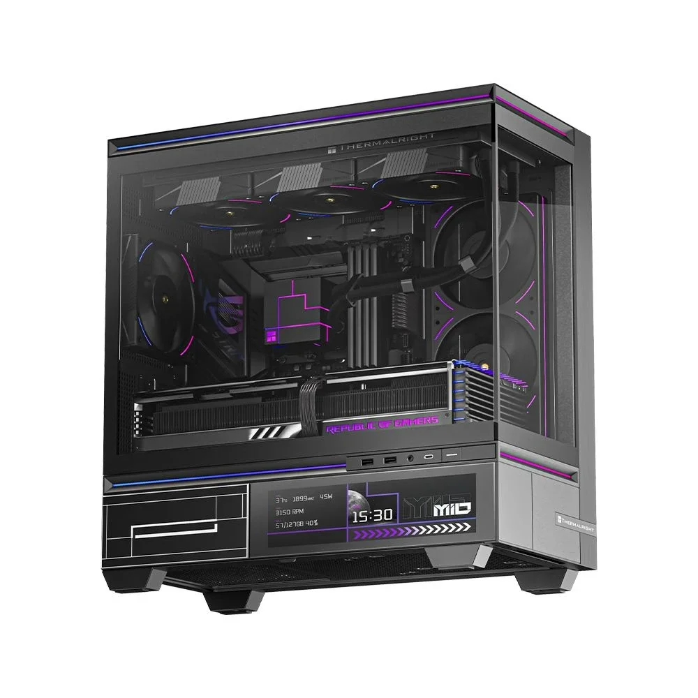 Thermalright кутия Case mATX - TL-M10 Vision Black - 4 x 120 mm ARGB included, 9.16 inch LCD Display, USB-C