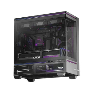 Thermalright кутия Case mATX - TL-M10 Vision Black - 4 x 120 mm ARGB included, 9.16 inch LCD Display, USB-C