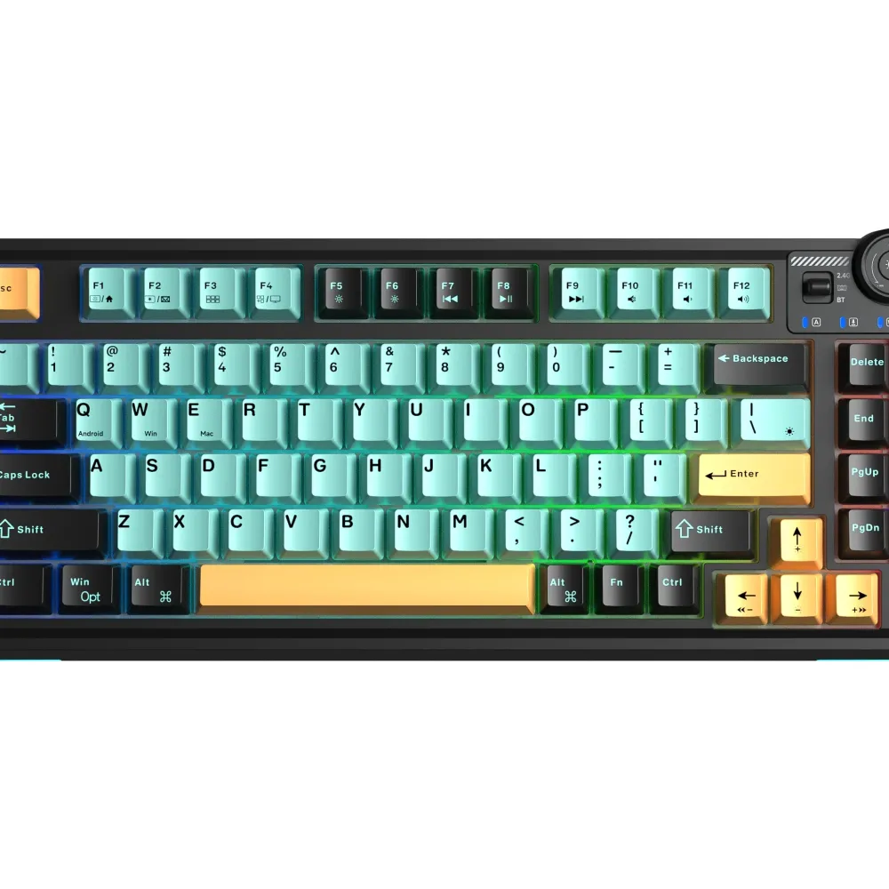 Aula геймърска механична клавиатура Wireless Gaming Mechanical Keyboard AU75 - Bloomfield Switch [Linear] (English US), Turmeric yellow