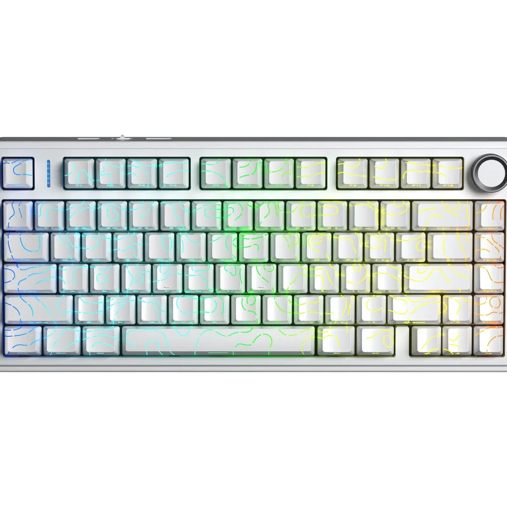 Aula геймърска механична клавиатура Wireless Gaming Mechanical Keyboard F75HE - Black King Magnetic Switch [Linear] (English US), White