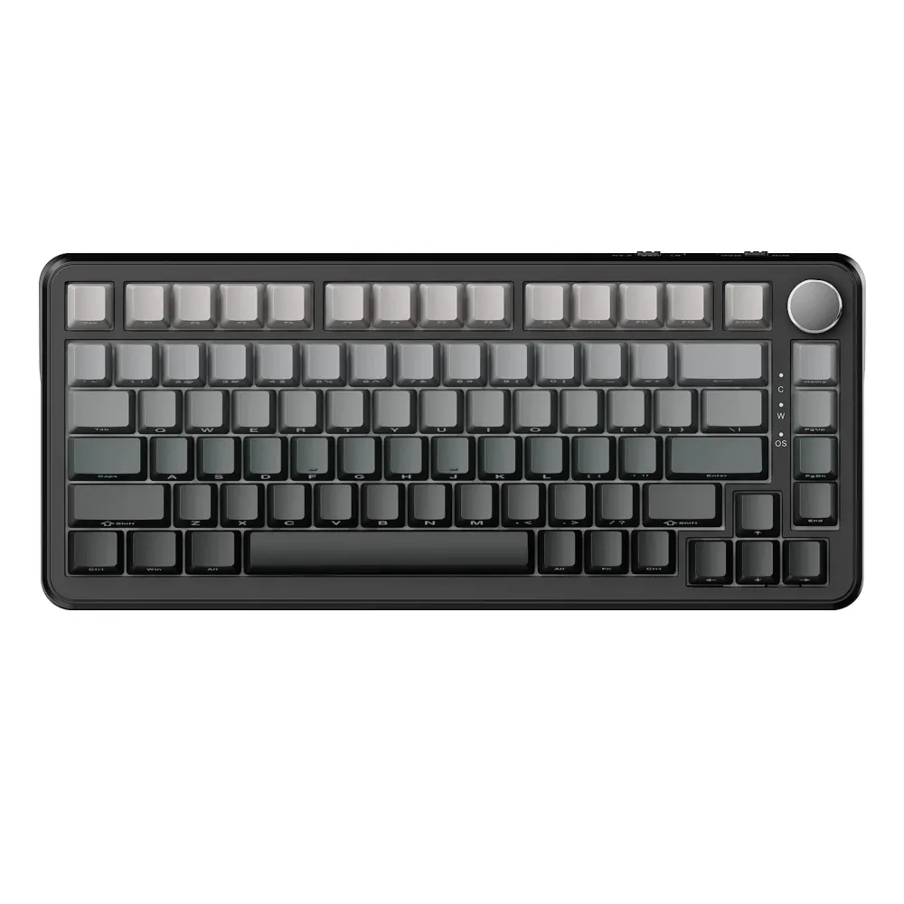 Ajazz геймърска механична клавиатура Wireless Gaming Mechanical Keyboard AK820 MAX - White birch [Linear] (English US), Side Printed, Gray