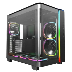 Montech кутия KING 95 Pro, Dual Chamber Mid-tower Case, 6 ARGB Fans, 2 Front Panels, Black