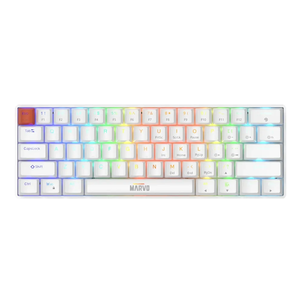 Marvo механична геймърска клавиатура Gaming Mechanical keyboard Saber 61 KG933G White - 61 keys, Red Switches [Linear]