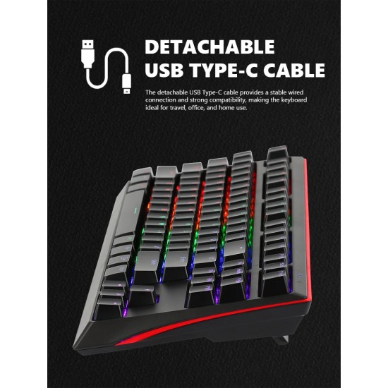 Marvo механична геймърска клавиатура Gaming Mechanical keyboard KG953G - Blue switches, 87 keys TKL, RGB