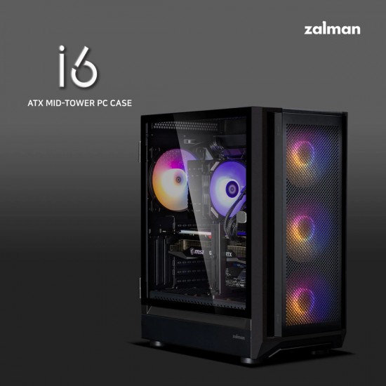 Zalman кутия Case EATX - I6 Black - RGB, Tempered Glass,  3 fans included
