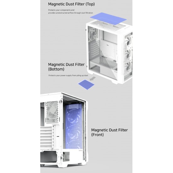 Zalman кутия Case ATX - I3 NEO TG White - aRGB, Tempered Glass