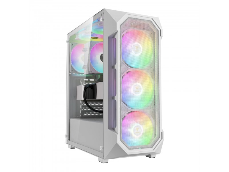 Gamdias кутия Case ATX - AURA GC1 Elite White - Mesh, RGB, Tempered Glass
