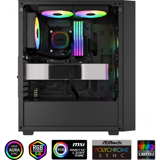 Gamdias водно охлаждане Water Cooling 120mm - AURA GL120 v2 Black - aRGB