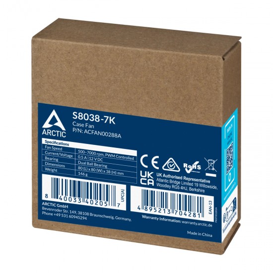 Orico сървърен вентилатор Server Fan 80x80x38 Dual Ball - S8038-7K - ACFAN00288A