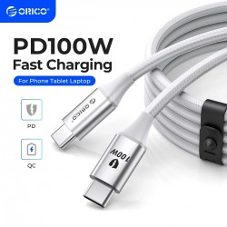 Orico кабел Cable USB C-to-C PD 100W Charging 1.0m White - CDX-100CC-WH