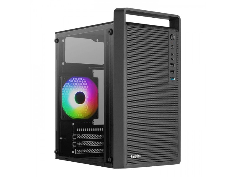 AeroCool кутия Case mATX - CS-109-G-BK-v1 - FRGB, Tempered Glass
