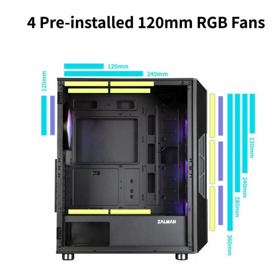 Zalman кутия Case ATX - I3 NEO Black - RGB, Mesh