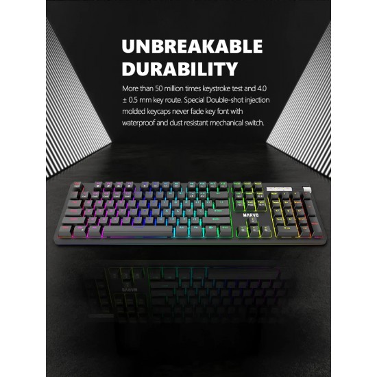 Marvo механична клавиатура Gaming Keyboard Mechanical KG948 - 108 keys, RGB, Macros, Blue switches