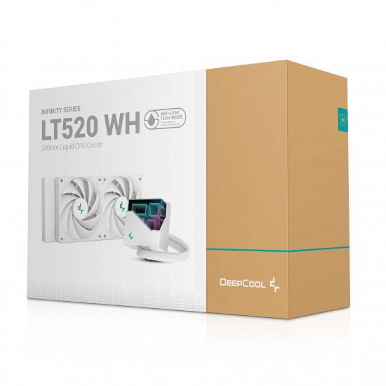 DeepCool водно охлаждане Water Cooling LT520 White - Addressable RGB, Infinity mirror design - LGA1700/AM5