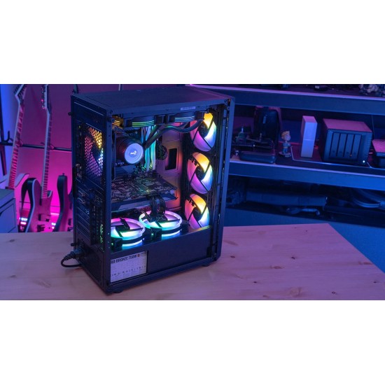 AeroCool кутия Case ATX - Beam-G-BK-v2 - 4 fans included