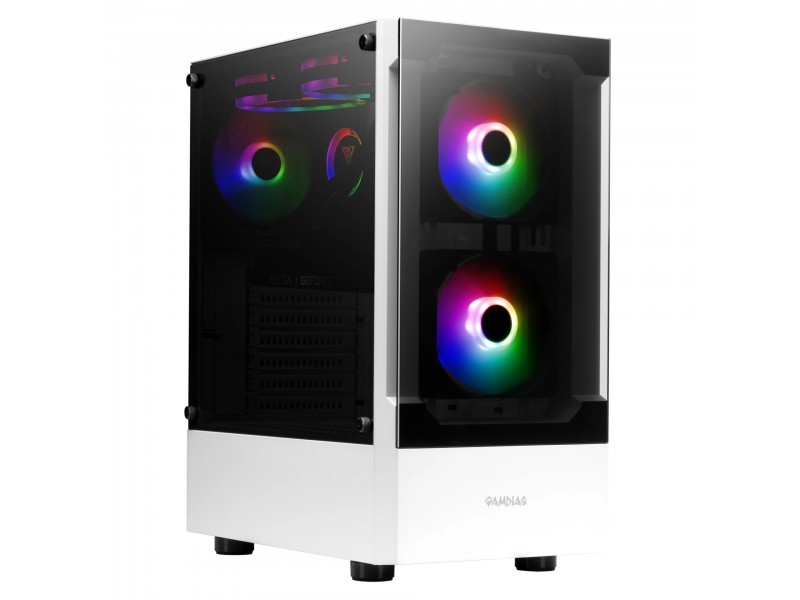 Gamdias кутия Case ATX - TALOS E3 White - aRGB, Tempered Glass